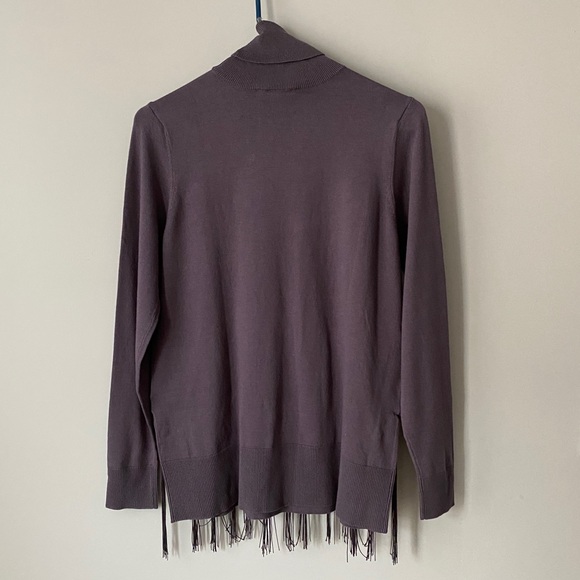 Diane Gilman Purple Fringe Turtleneck Sweater NWT - Picture 4 of 9